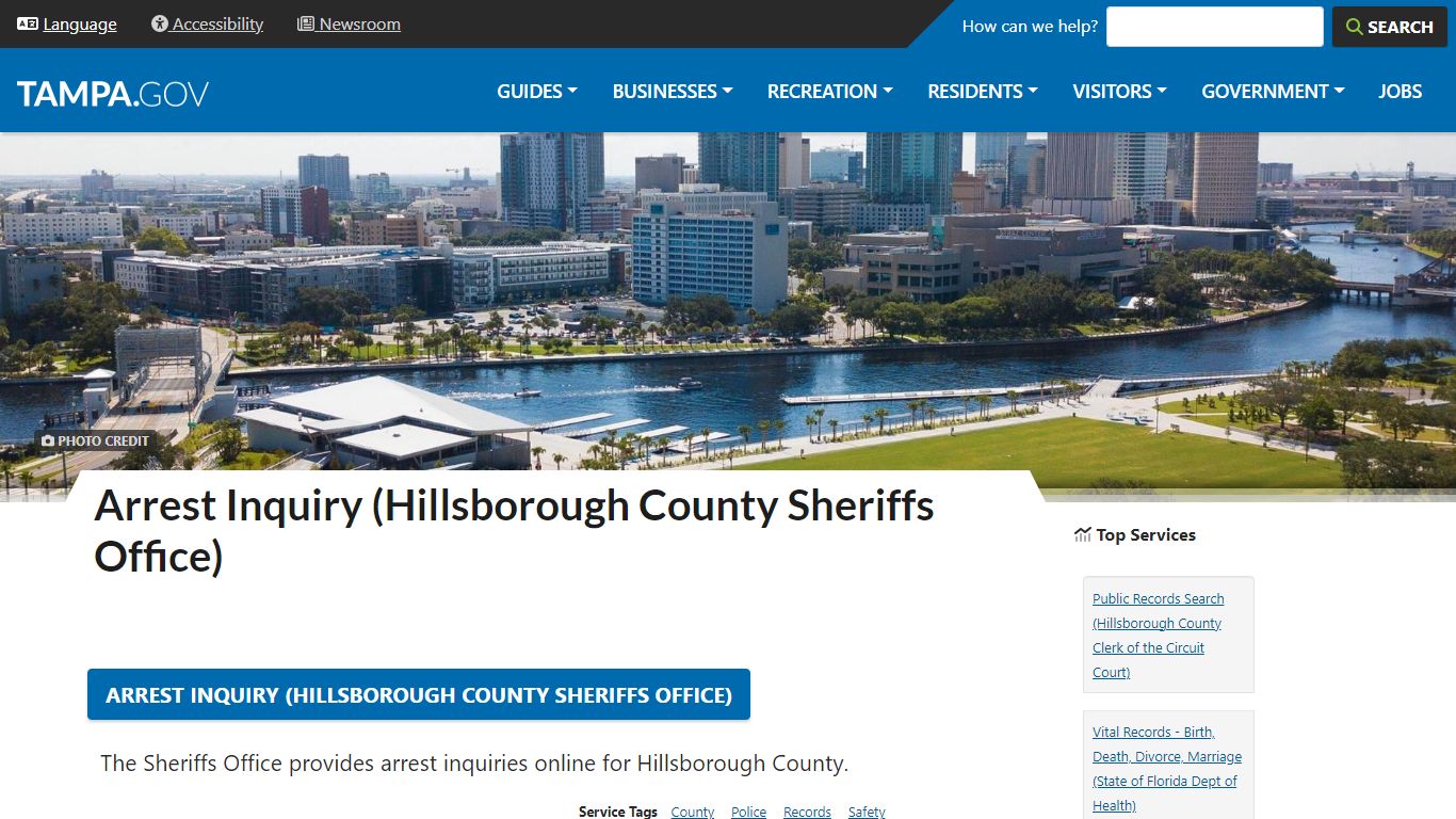 Arrest Inquiry (Hillsborough County Sheriffs Office) - City of Tampa